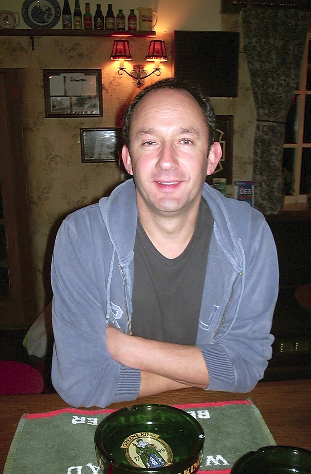 Twenty Years at The Swan Inn, Brome, Suffolk - 15th November 2003: DH leans on the bar