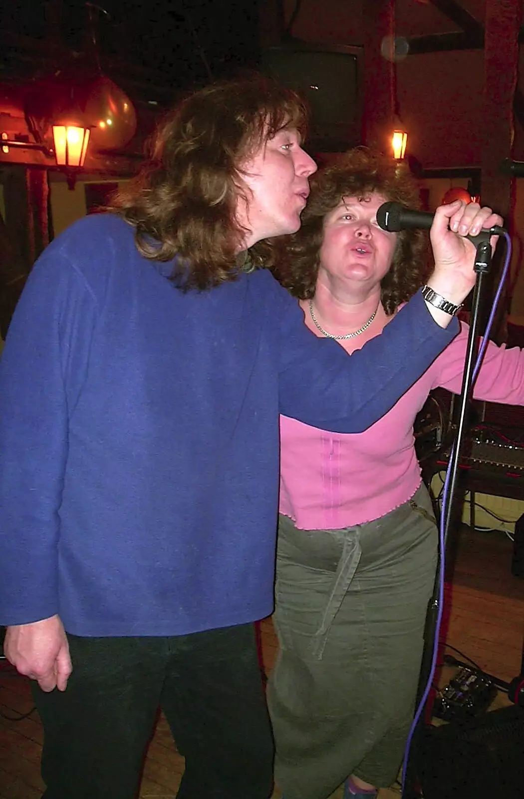 Max and Jo do a sound check, from The BBs at the Brome Grange and Dave Leaves the Lab, Brome and Cambridge - 30th November 2003