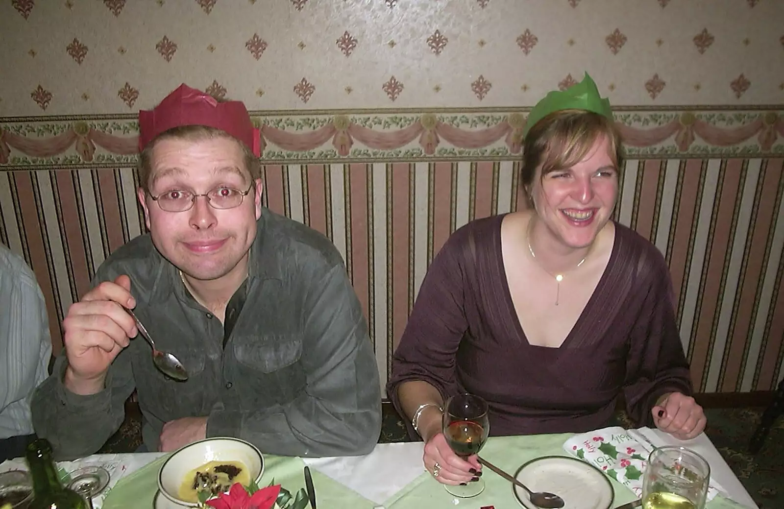 Marc and Sarah, from The BSCC Christmas Dinner, The Swan Inn, Brome, Suffolk  - 6th December 2003