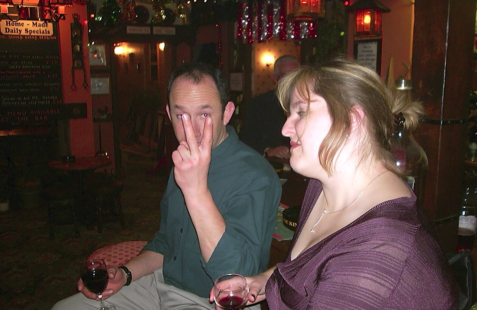 DH says something about 'two' from The BSCC Christmas Dinner, The Swan Inn, Brome, Suffolk  - 6th December 2003