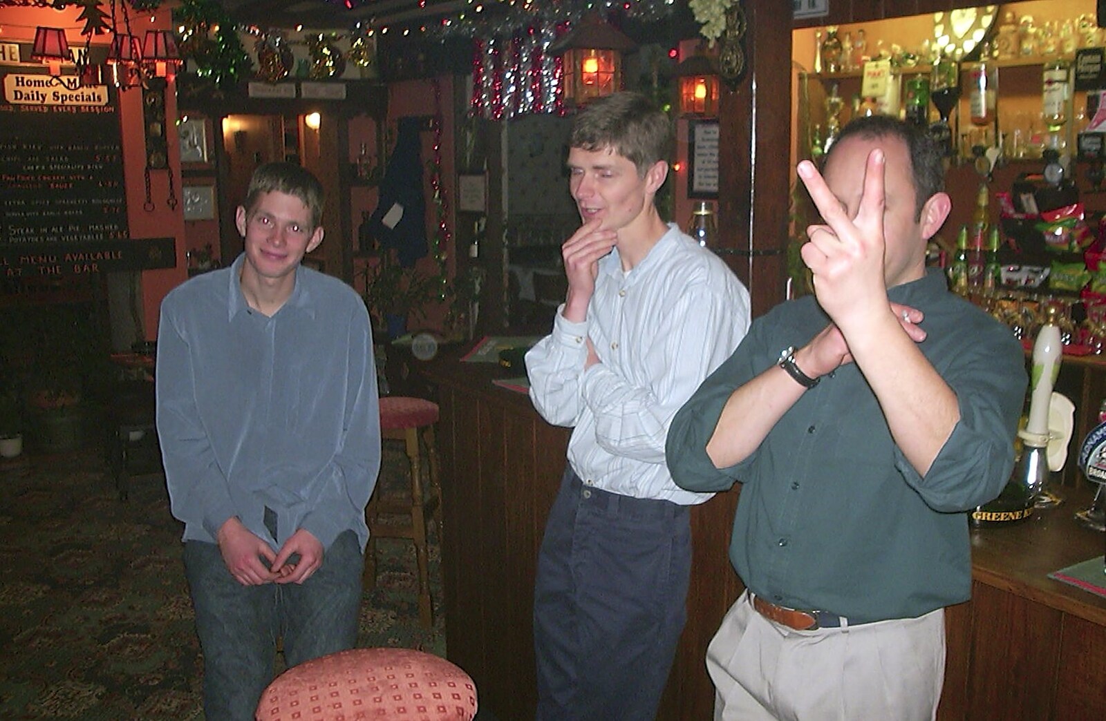 The BSCC Christmas Dinner, The Swan Inn, Brome, Suffolk  - 6th December 2003: The Boy Phil, Ninja M and DH's fingers