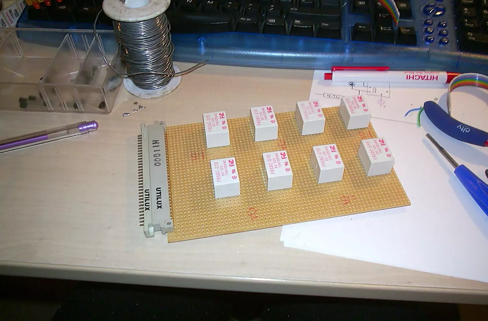 A set of relays on Veroboard, from The BBs and a Visit from Trotsky, Bressingham, Norfolk - 13th December 2003