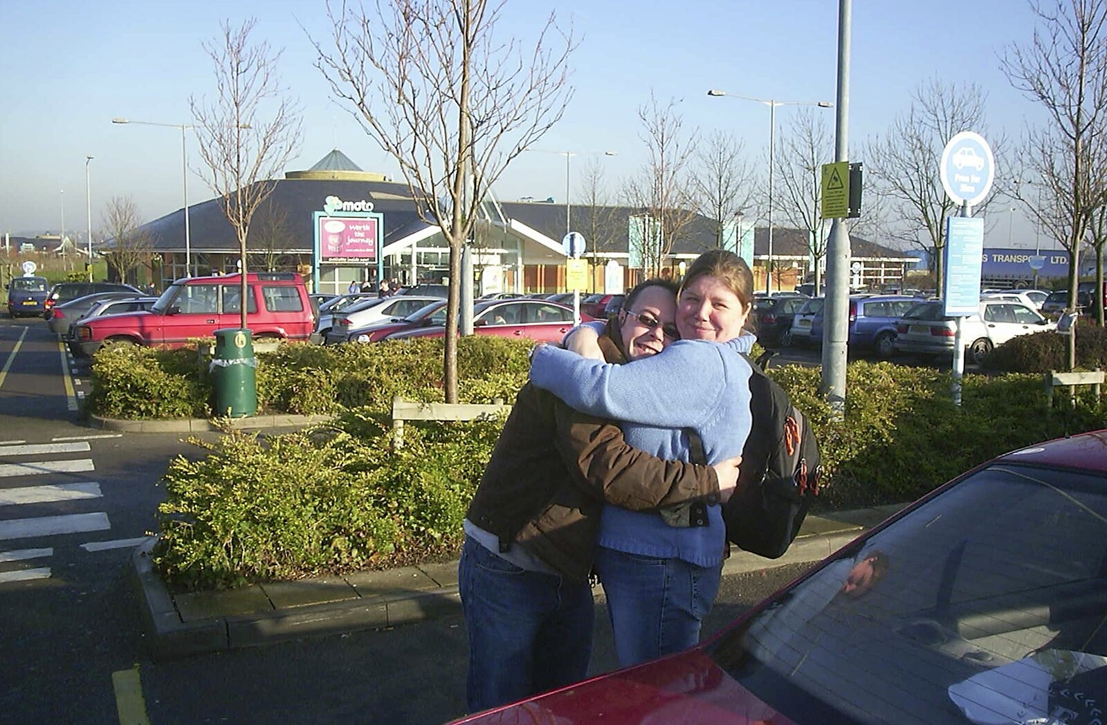 Sis gets a hug at Moto Services on the M4 from A Trip to Plymouth, Devon - 18th December 2003