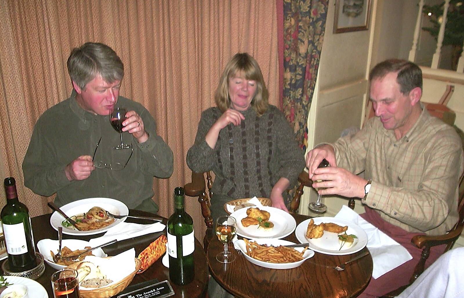 Neil, Mother and Mike are out for dinner from Sis's Nearly-Christmas Wedding, Meavy, Dartmoor - 20th December 2003