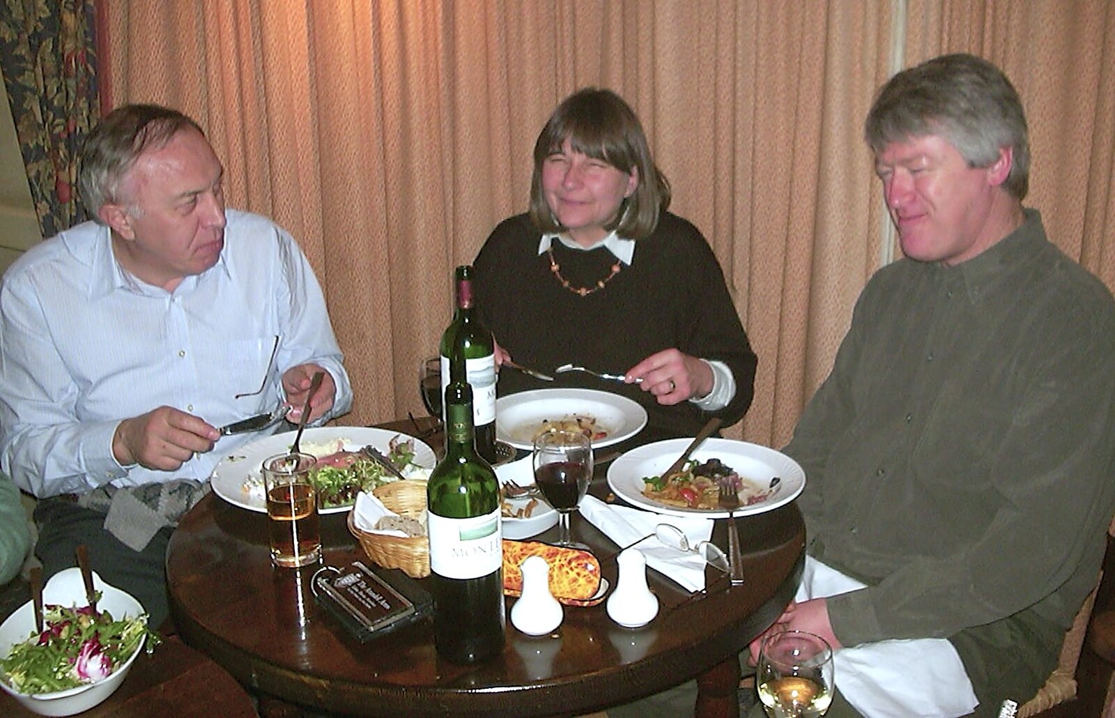 Bruno, Caroline and Neil from Sis's Nearly-Christmas Wedding, Meavy, Dartmoor - 20th December 2003