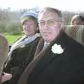 Judith and Bruno on the bus to the reception, Sis's Nearly-Christmas Wedding, Meavy, Dartmoor - 20th December 2003