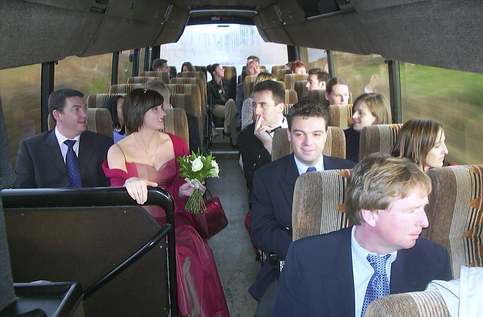 Guests on the bus from Sis's Nearly-Christmas Wedding, Meavy, Dartmoor - 20th December 2003