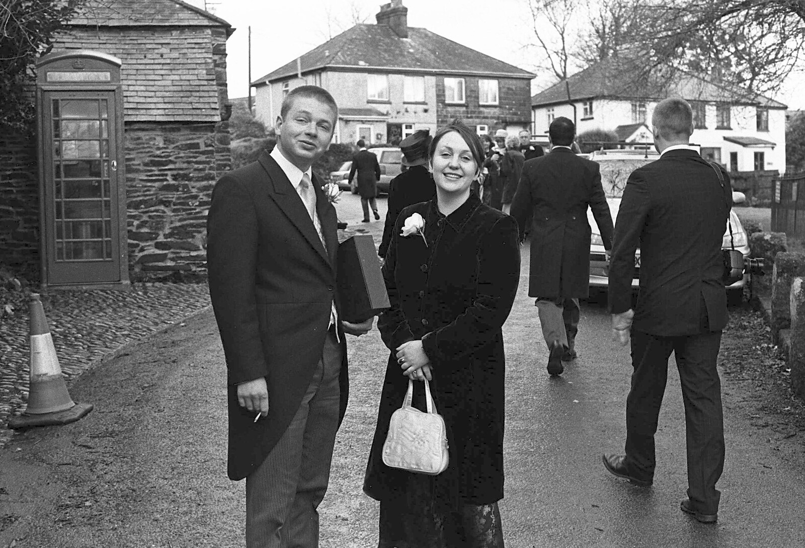 Debs the Best Woman outside the church from Sis's Nearly-Christmas Wedding, Meavy, Dartmoor - 20th December 2003
