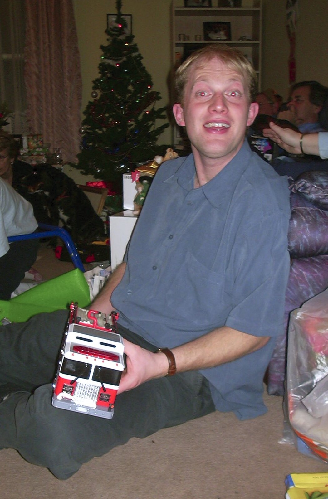 Paul's got a toy lorry from Christmas at The Cottage, Thorpe St. Andrew, Norwich - 25th December 2003