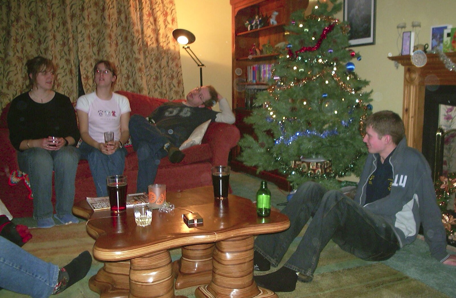 Hanging out by the Christmas tree from Sarah's Games Night at Anne's, Thornham, Suffolk - 27th December 2003