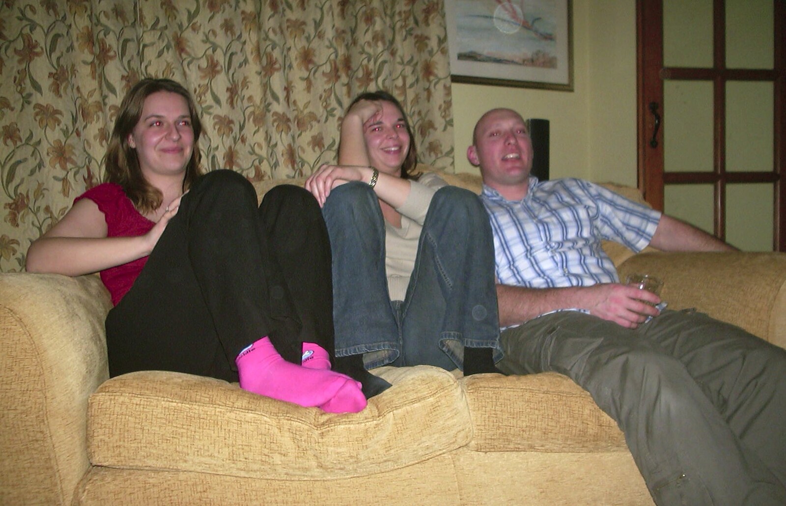 Jess models some very pink socks from Sarah's Games Night at Anne's, Thornham, Suffolk - 27th December 2003