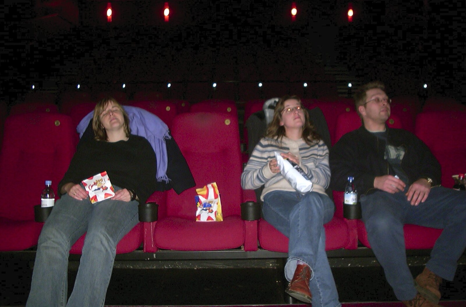 Sarah, Suey and Marc in the cinema from Sarah's Games Night at Anne's, Thornham, Suffolk - 27th December 2003