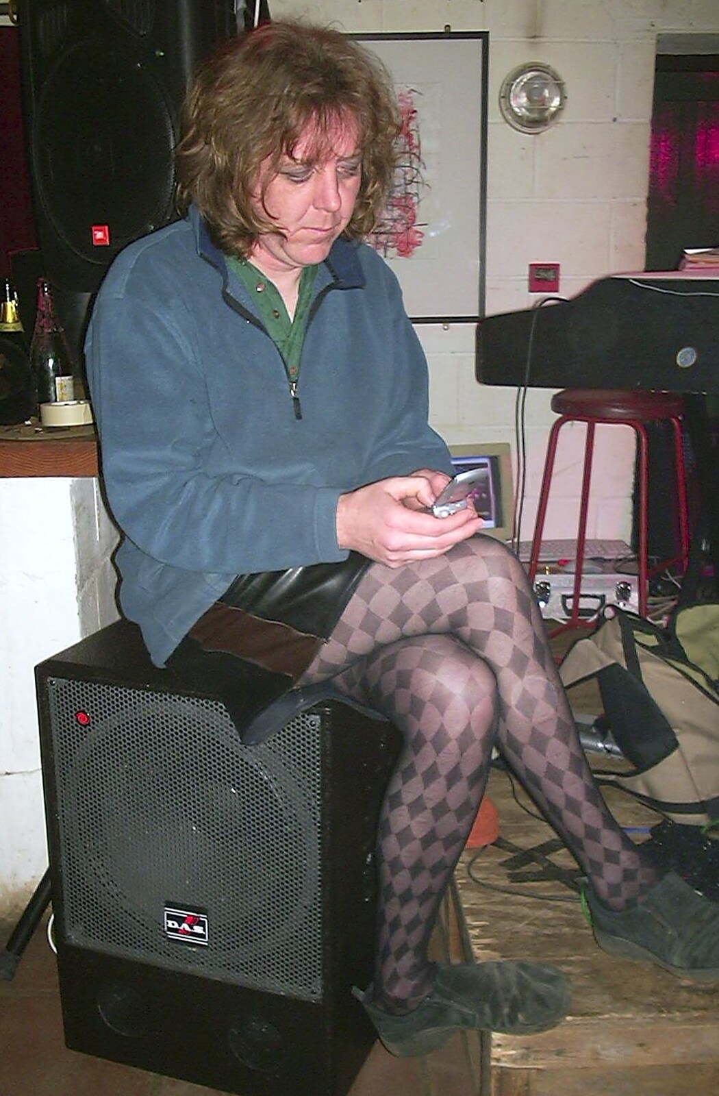 Max in some fishnet stockings from The BBs do New Year's Eve at The Cider Shed, Banham, Norfolk - 31st December 2003
