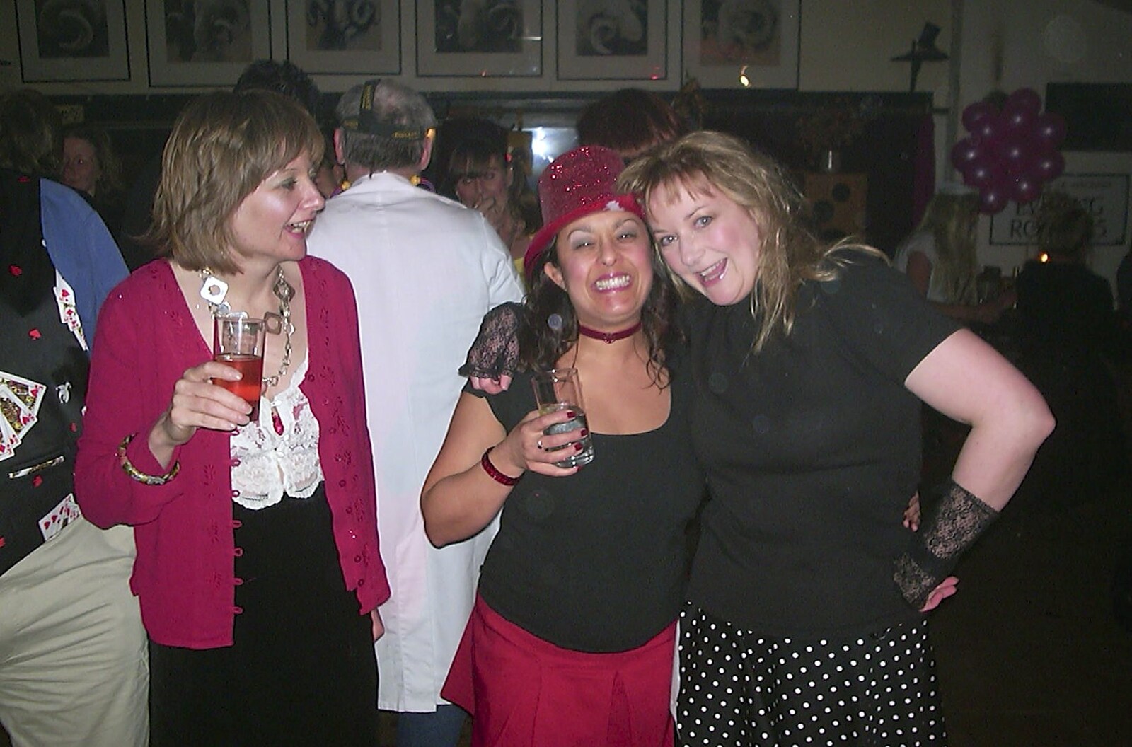 Carolyn with some of her gang from The BBs do New Year's Eve at The Cider Shed, Banham, Norfolk - 31st December 2003