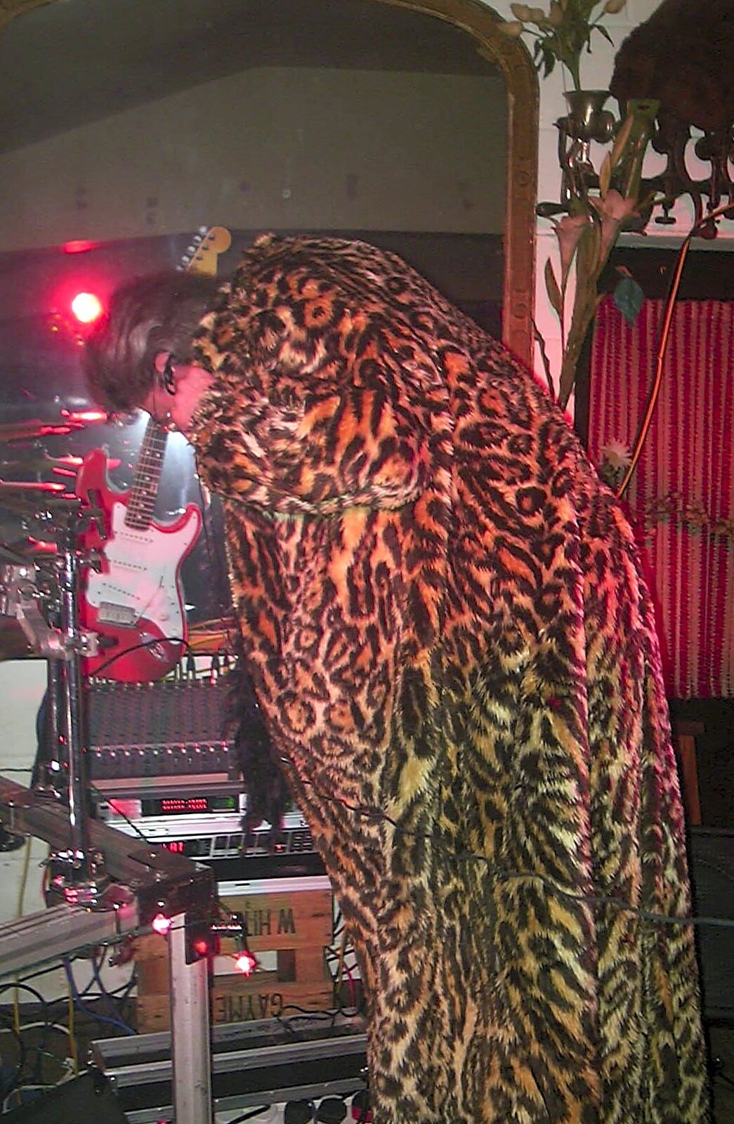 Rob looks like a leopard-skin Dracula from The BBs do New Year's Eve at The Cider Shed, Banham, Norfolk - 31st December 2003