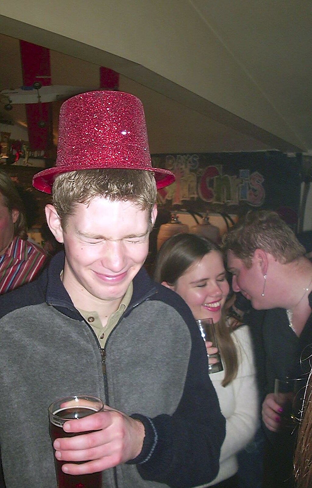 The Boy Phil's not impressed with the sparkly hat from The BBs do New Year's Eve at The Cider Shed, Banham, Norfolk - 31st December 2003