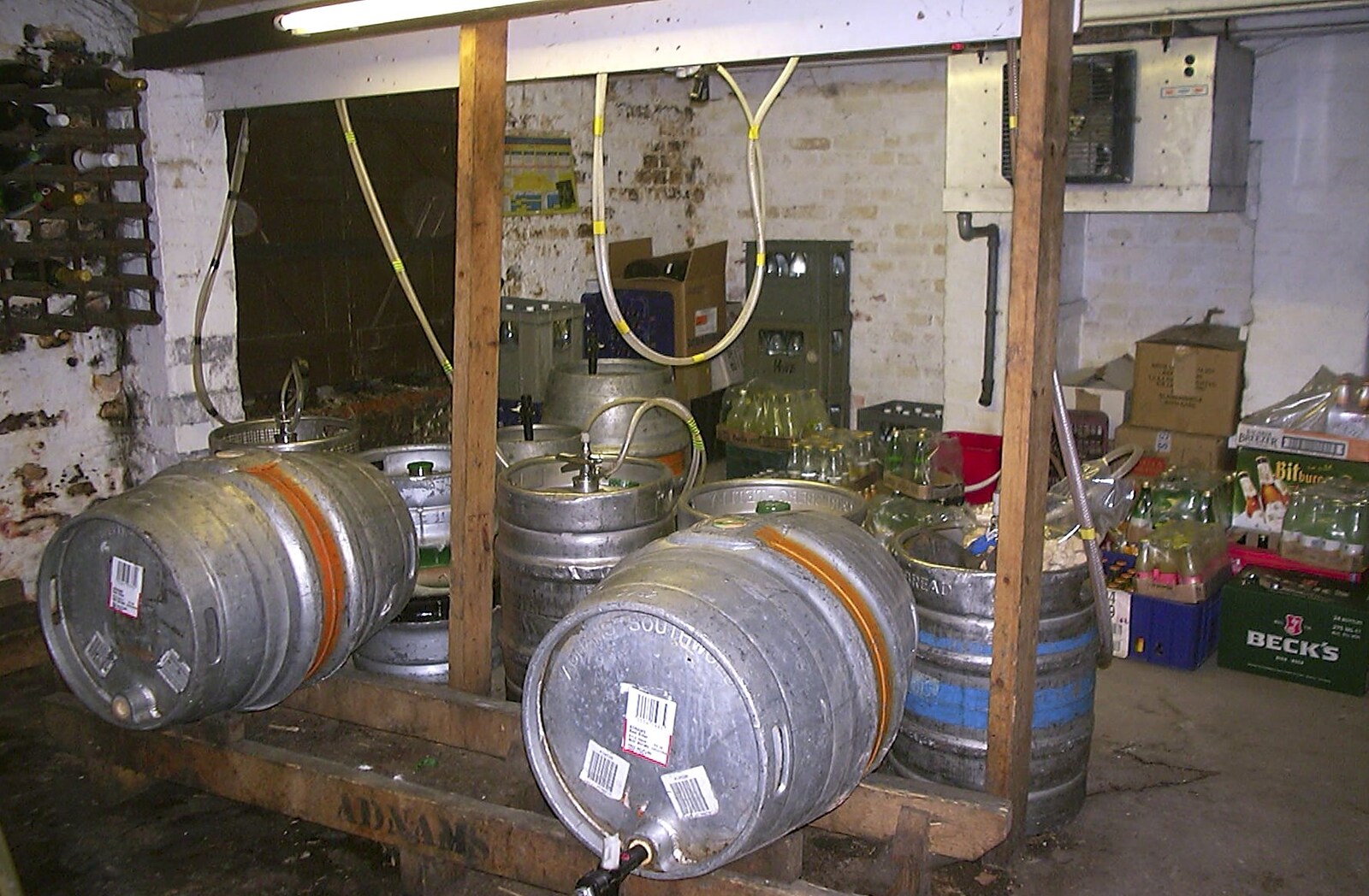 Barrels of beer in the Swan's cellar from The Swan's Cellar, and Bill's Mambo Night at the Barrel, Banham, Norfolk - 6th February 2004