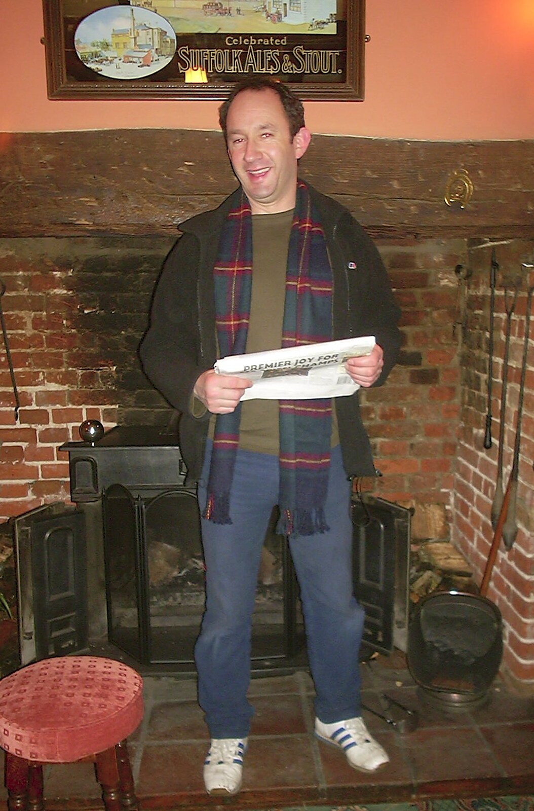 DH with a tartan scarf from The Swan's Cellar, and Bill's Mambo Night at the Barrel, Banham, Norfolk - 6th February 2004