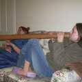 Jen tries a didgeridoo, A Chinese-themed Murder Mystery, Eye, Suffolk - 7th February 2004