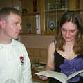 Jess reads some extracts from her dissertation, Jess and Jen's Party, Pulham St. Mary, Norfolk - 28th February 2004
