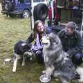 Jess and The Boy Phil with some huskies, A day at the Husky Races, Lakenheath, Suffolk - 29th February 2004