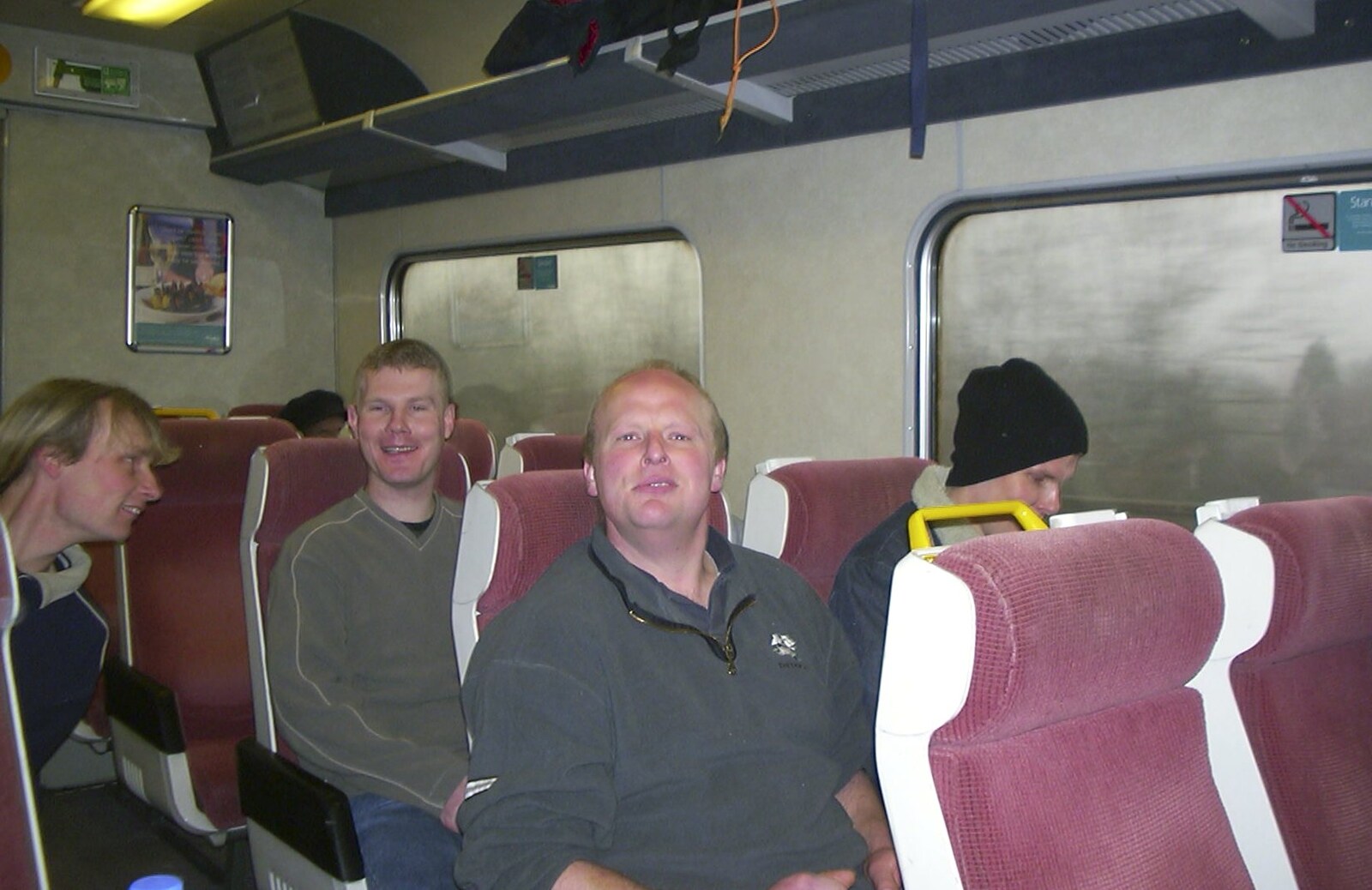 On the train to Manningtree from Mikey-P's Stag Weekend, Amsterdam, Netherlands - 5th March 2004