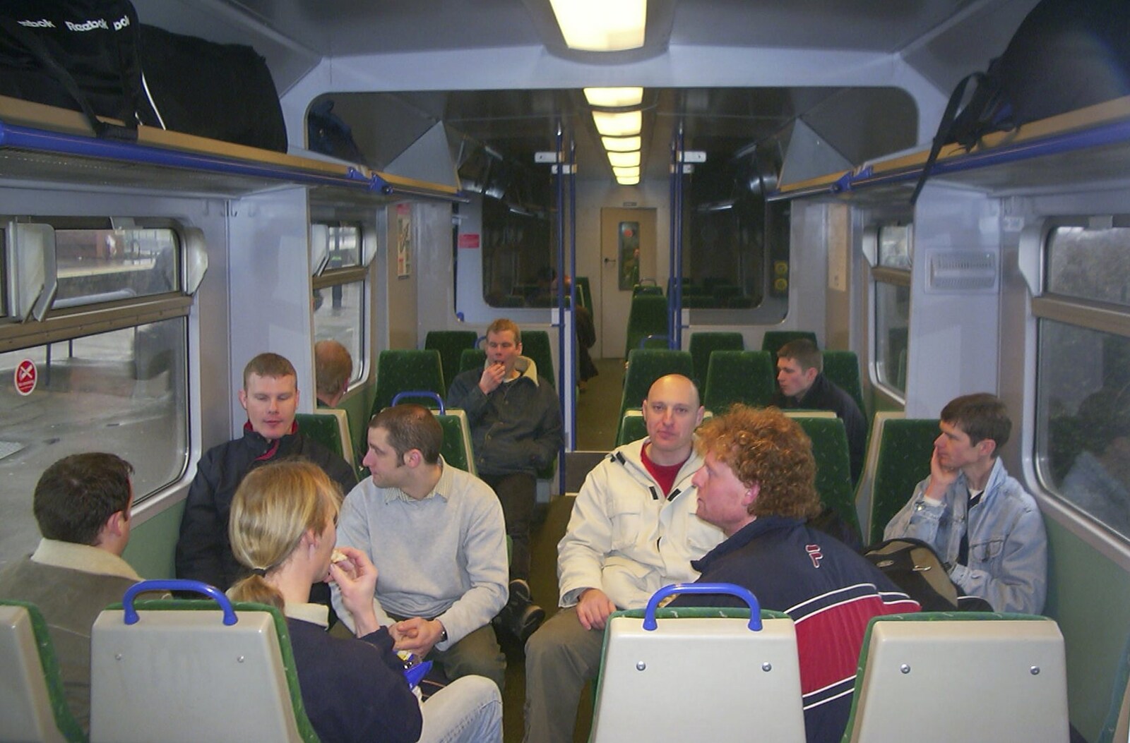The gang on the train from Manningtree from Mikey-P's Stag Weekend, Amsterdam, Netherlands - 5th March 2004