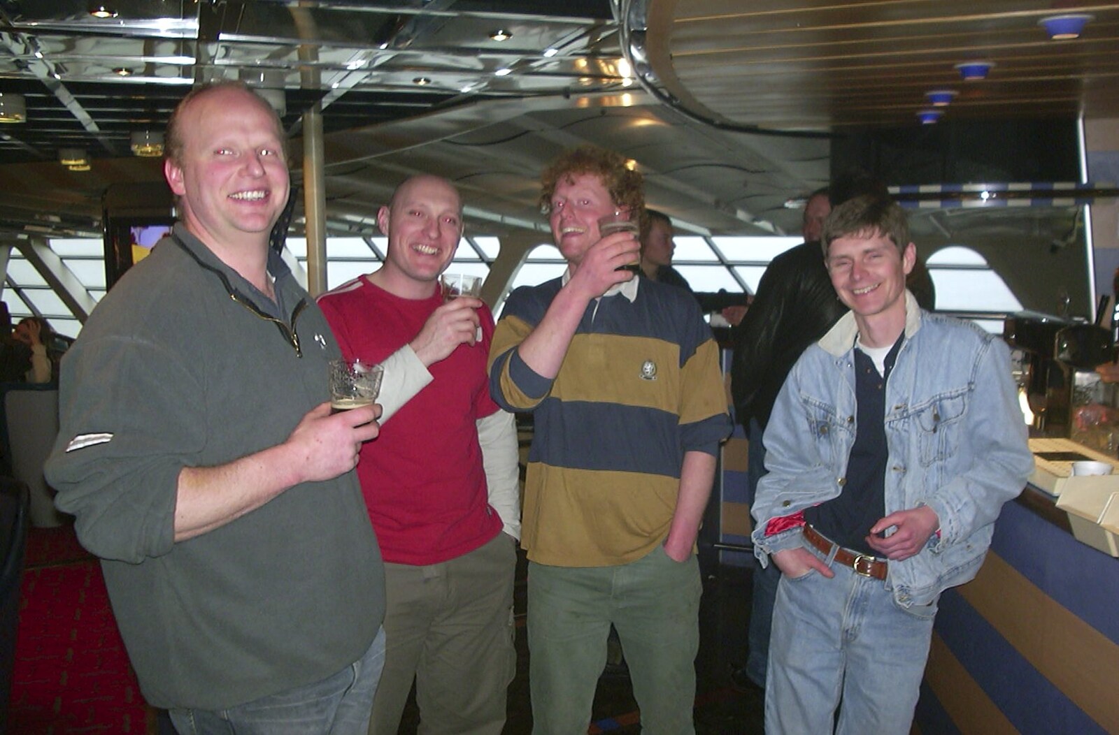 Tim, Gov, Wavy and Ninja M at the bar from Mikey-P's Stag Weekend, Amsterdam, Netherlands - 5th March 2004