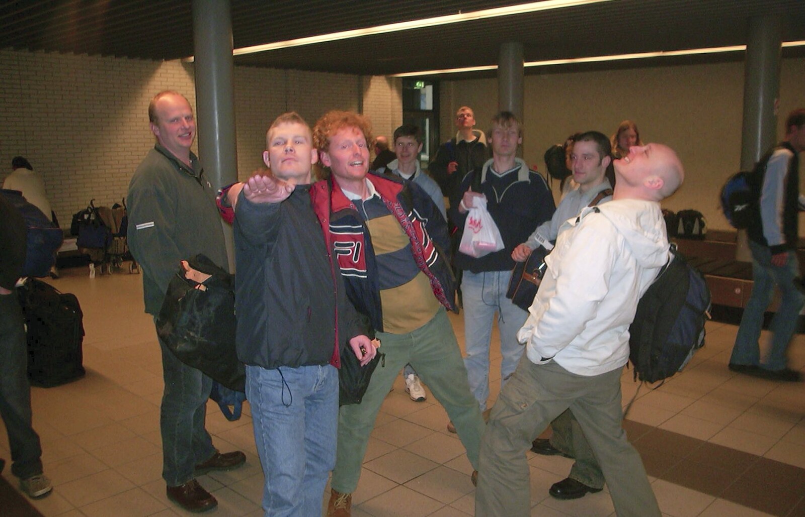 The gang at the Hoek van Holland terminal from Mikey-P's Stag Weekend, Amsterdam, Netherlands - 5th March 2004
