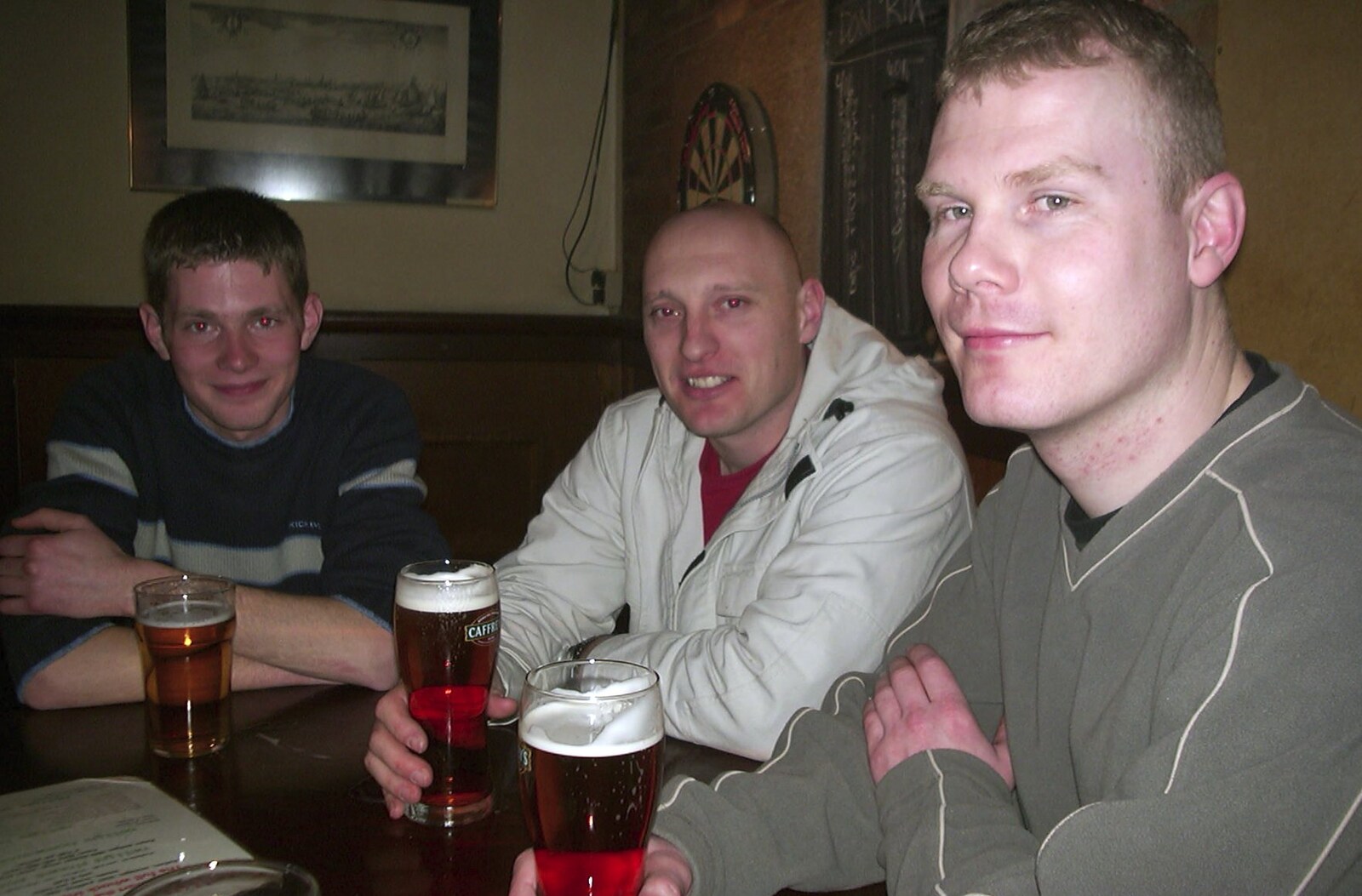 Phil, Gov and Mikey in Durty Nelly's from Mikey-P's Stag Weekend, Amsterdam, Netherlands - 5th March 2004