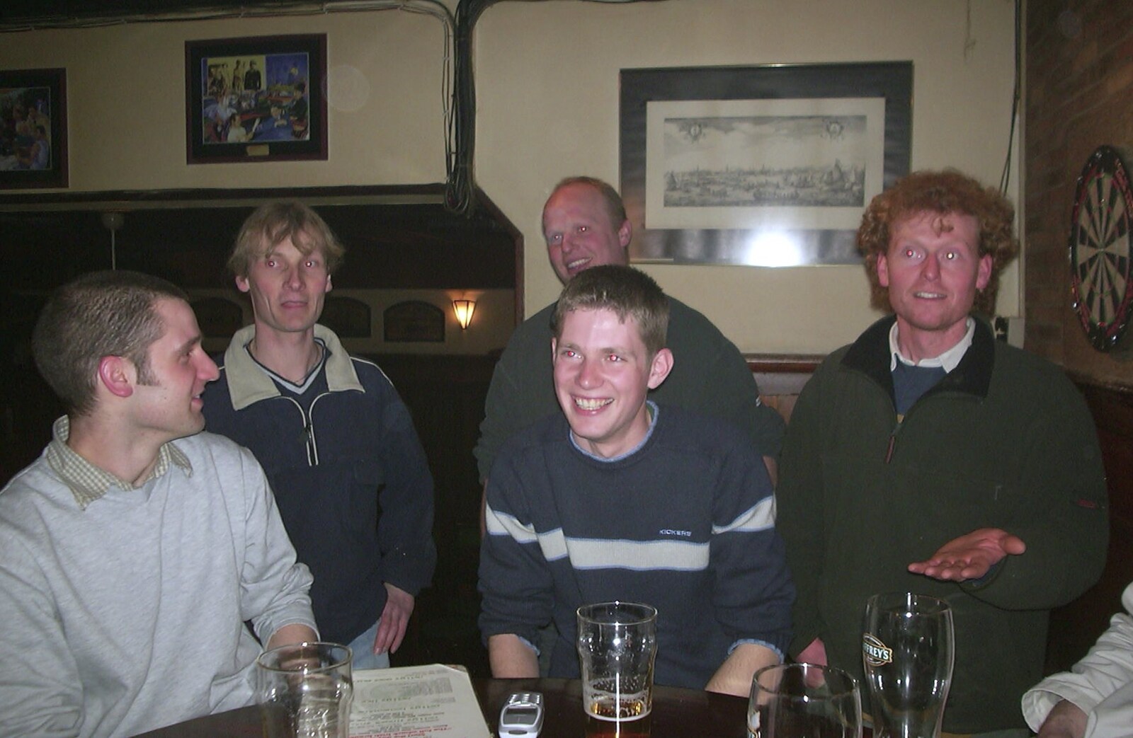The gang in the Irish pub from Mikey-P's Stag Weekend, Amsterdam, Netherlands - 5th March 2004
