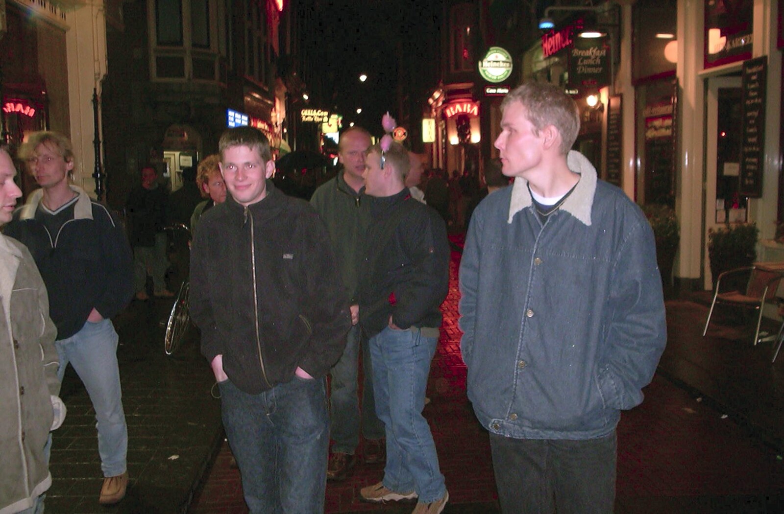 Out on the streets from Mikey-P's Stag Weekend, Amsterdam, Netherlands - 5th March 2004