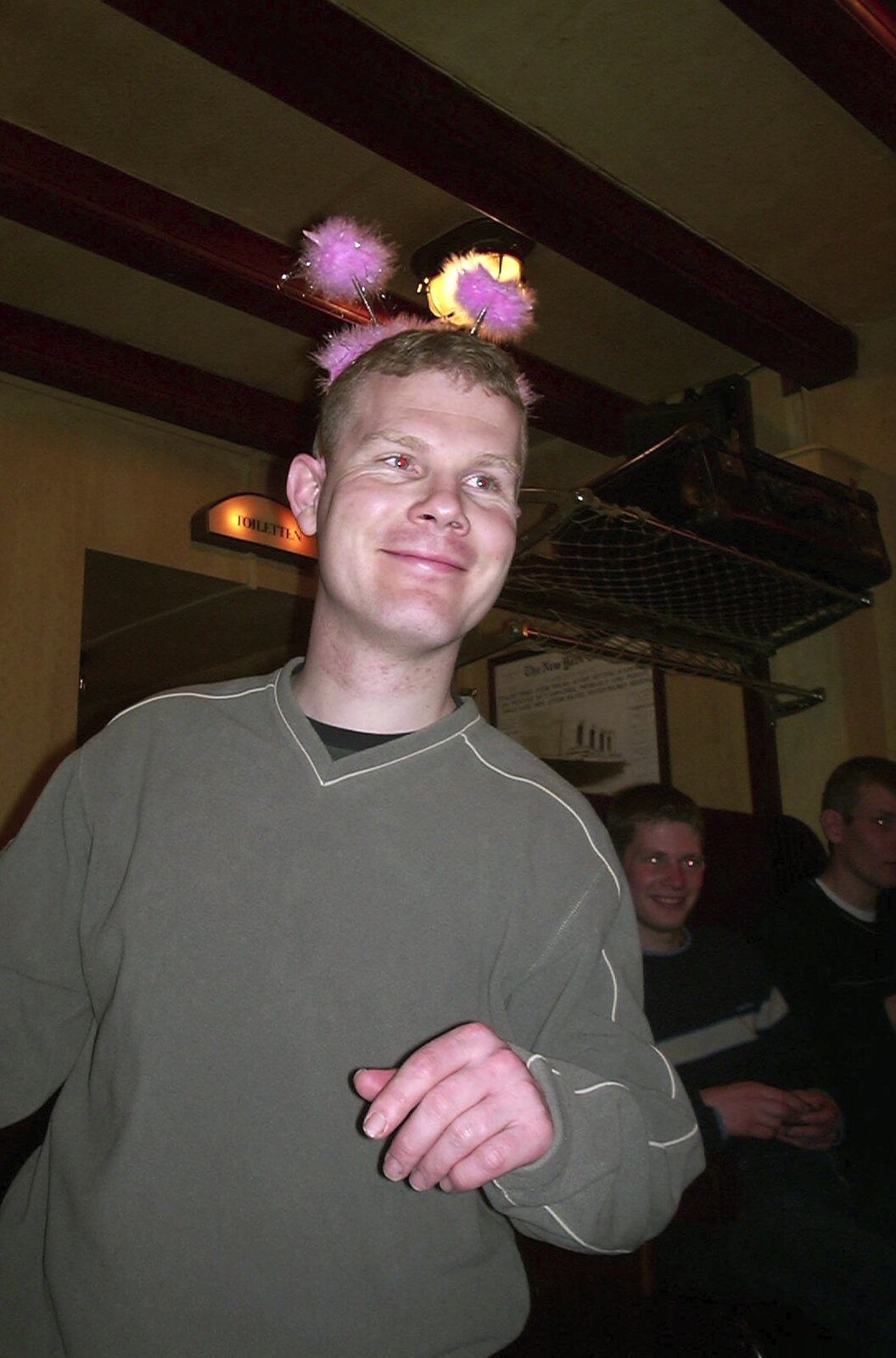 Mike models his deeley-boppers from Mikey-P's Stag Weekend, Amsterdam, Netherlands - 5th March 2004
