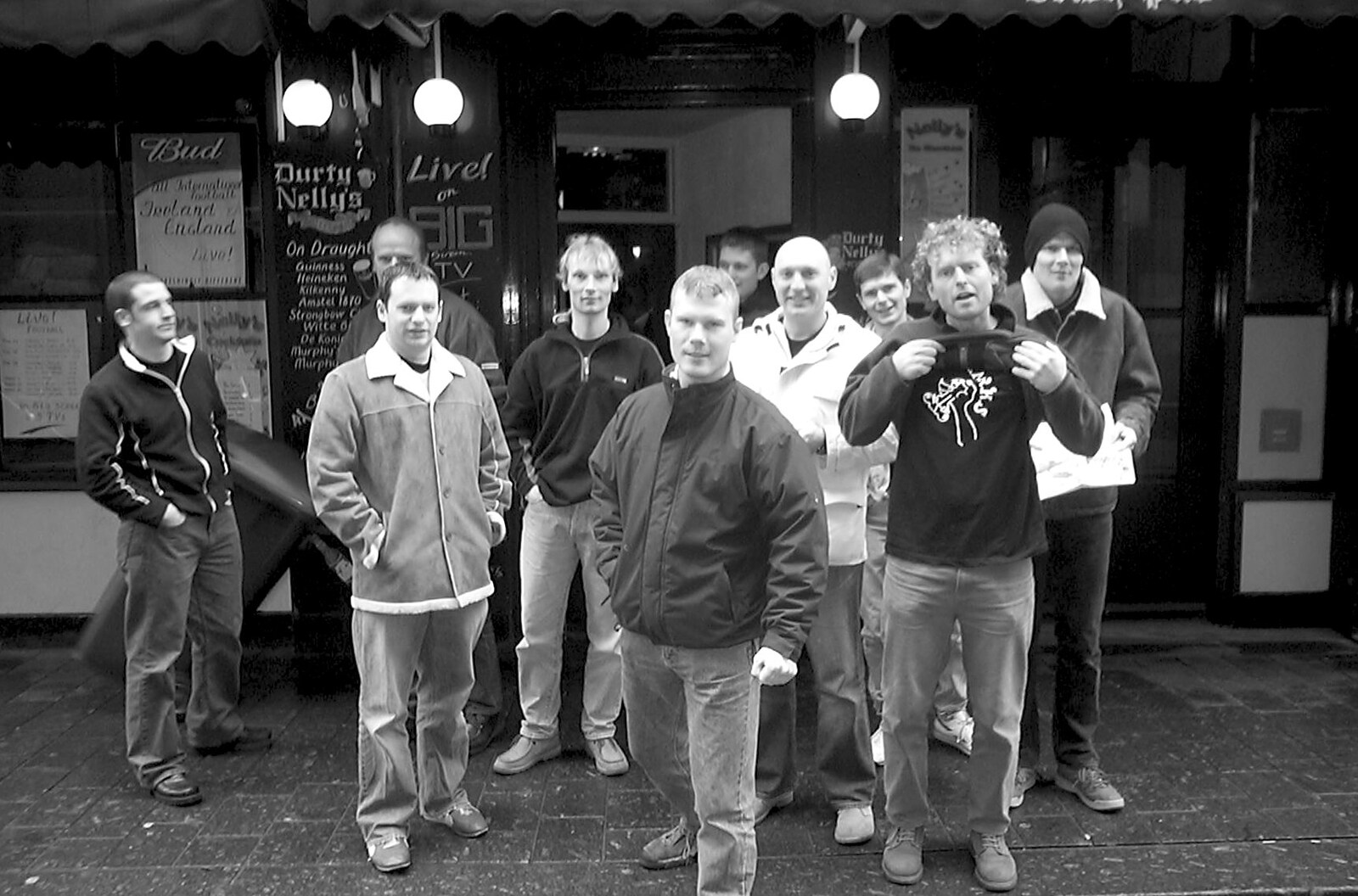 Outside Duty Nelly's from Anne Frank, Markets and Mikey-P's Stag Do, Amsterdam, Netherlands - 6th March 2004