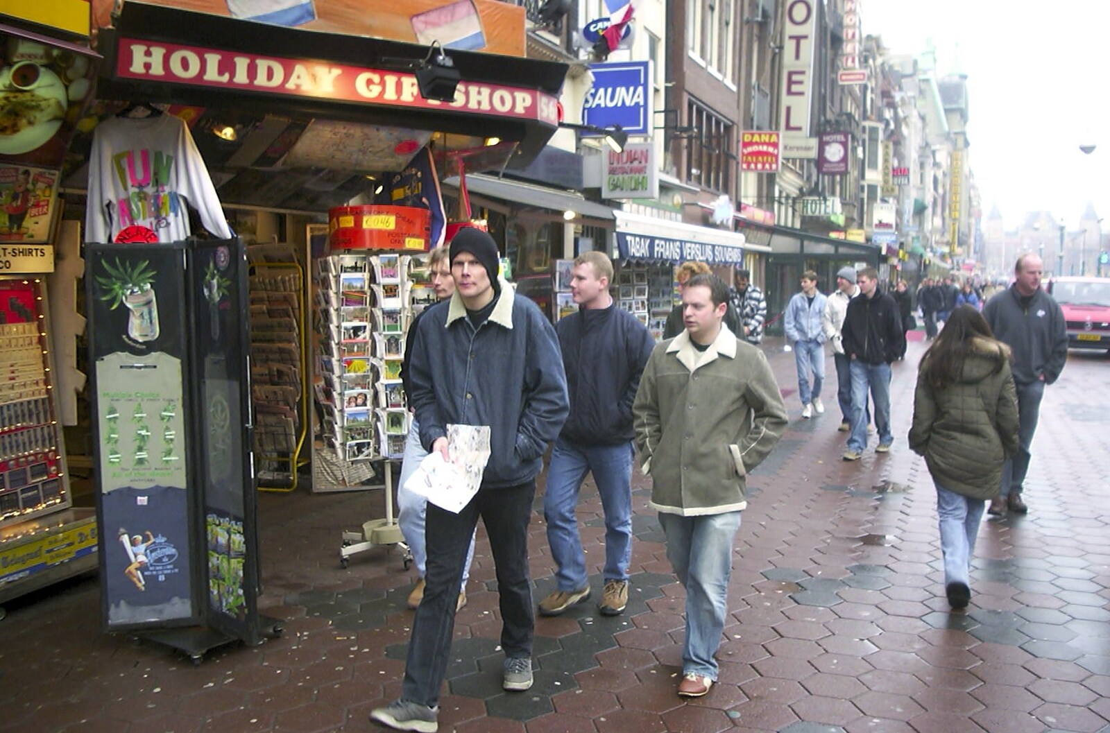 Scoping out the shops on Damrakstraat from Anne Frank, Markets and Mikey-P's Stag Do, Amsterdam, Netherlands - 6th March 2004