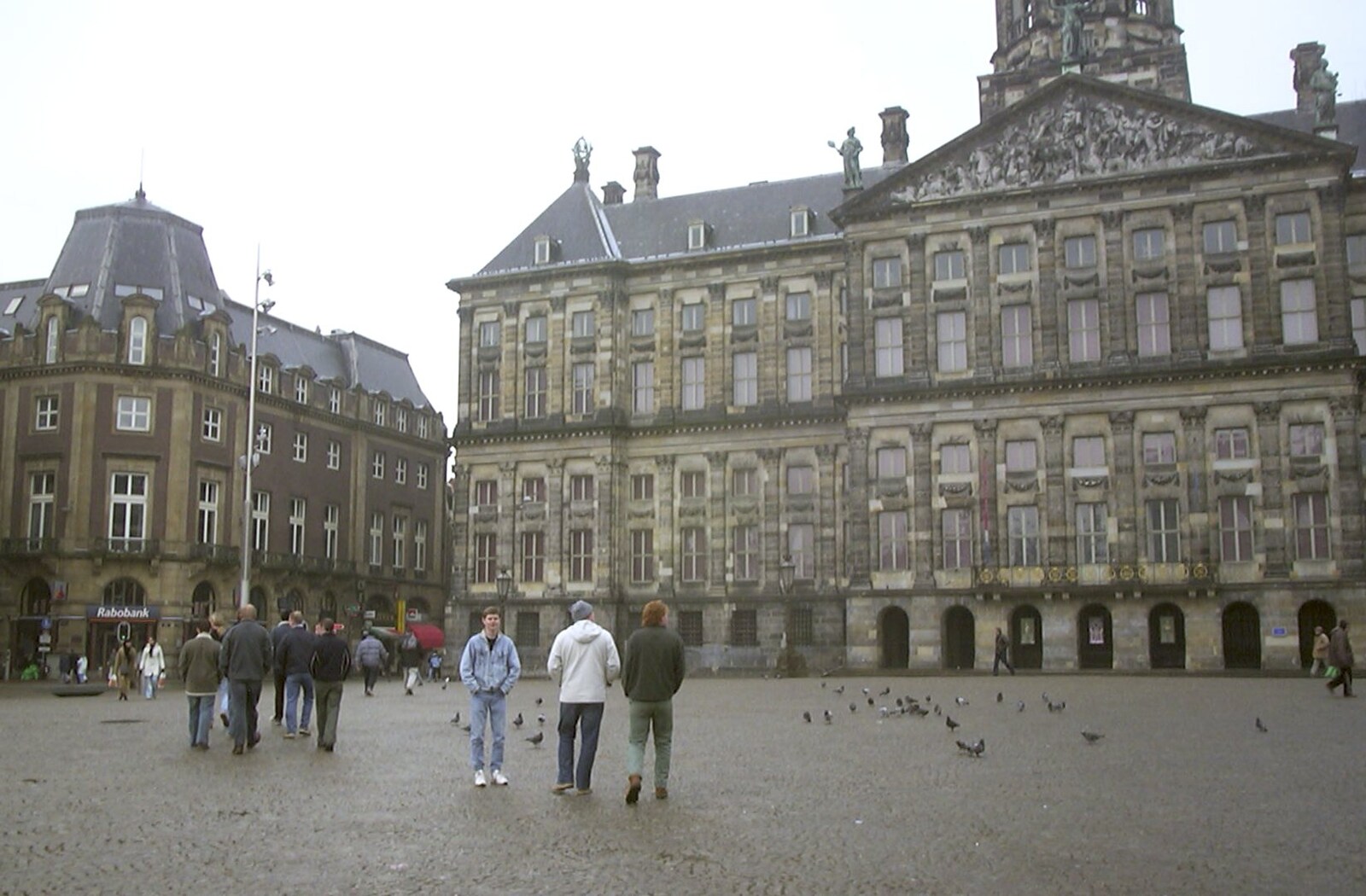 Crossing Dam square in front of Koninklijk Palace from Anne Frank, Markets and Mikey-P's Stag Do, Amsterdam, Netherlands - 6th March 2004