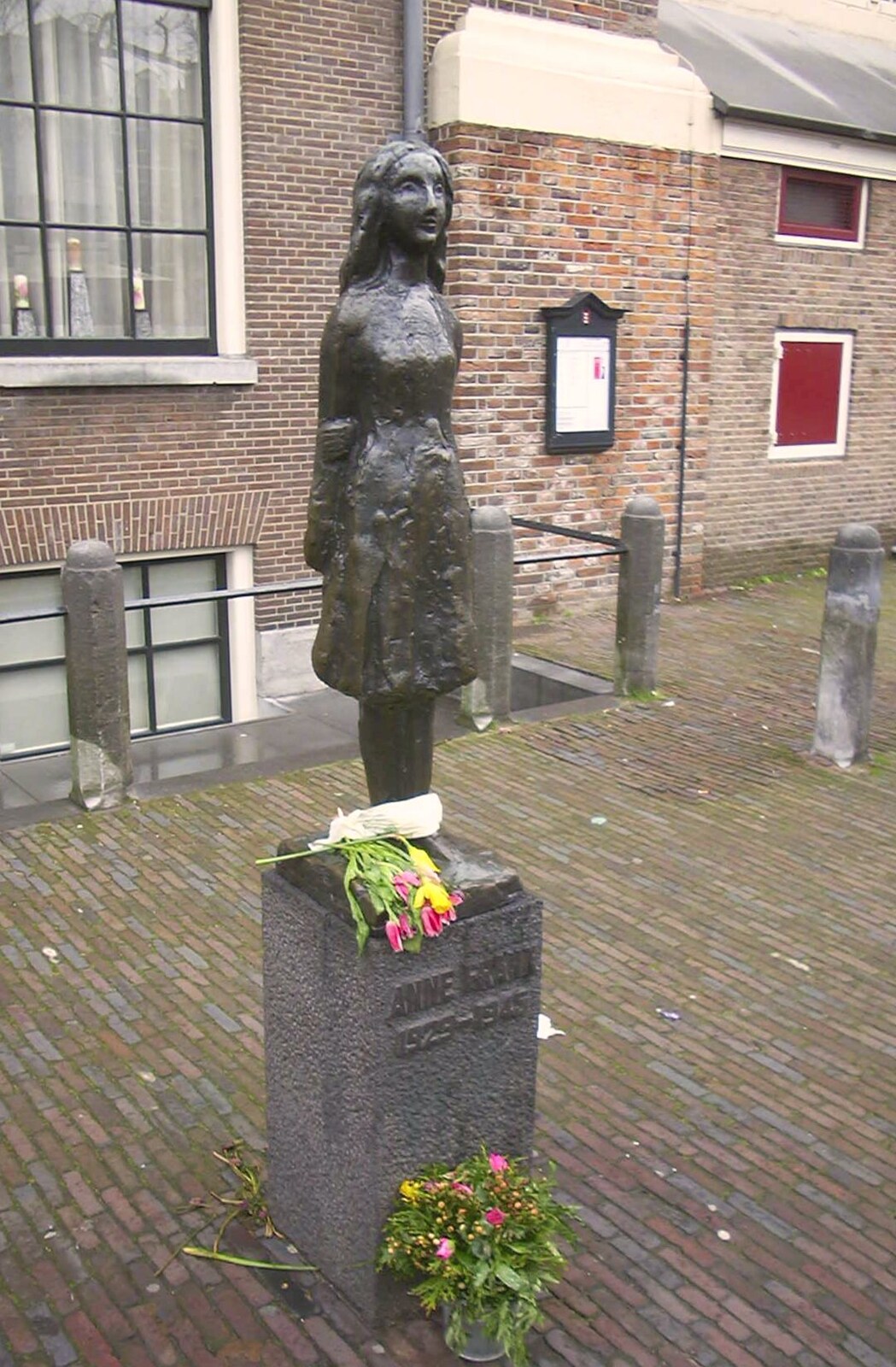 The Anne Frank statue near the Prinsengracht house from Anne Frank, Markets and Mikey-P's Stag Do, Amsterdam, Netherlands - 6th March 2004