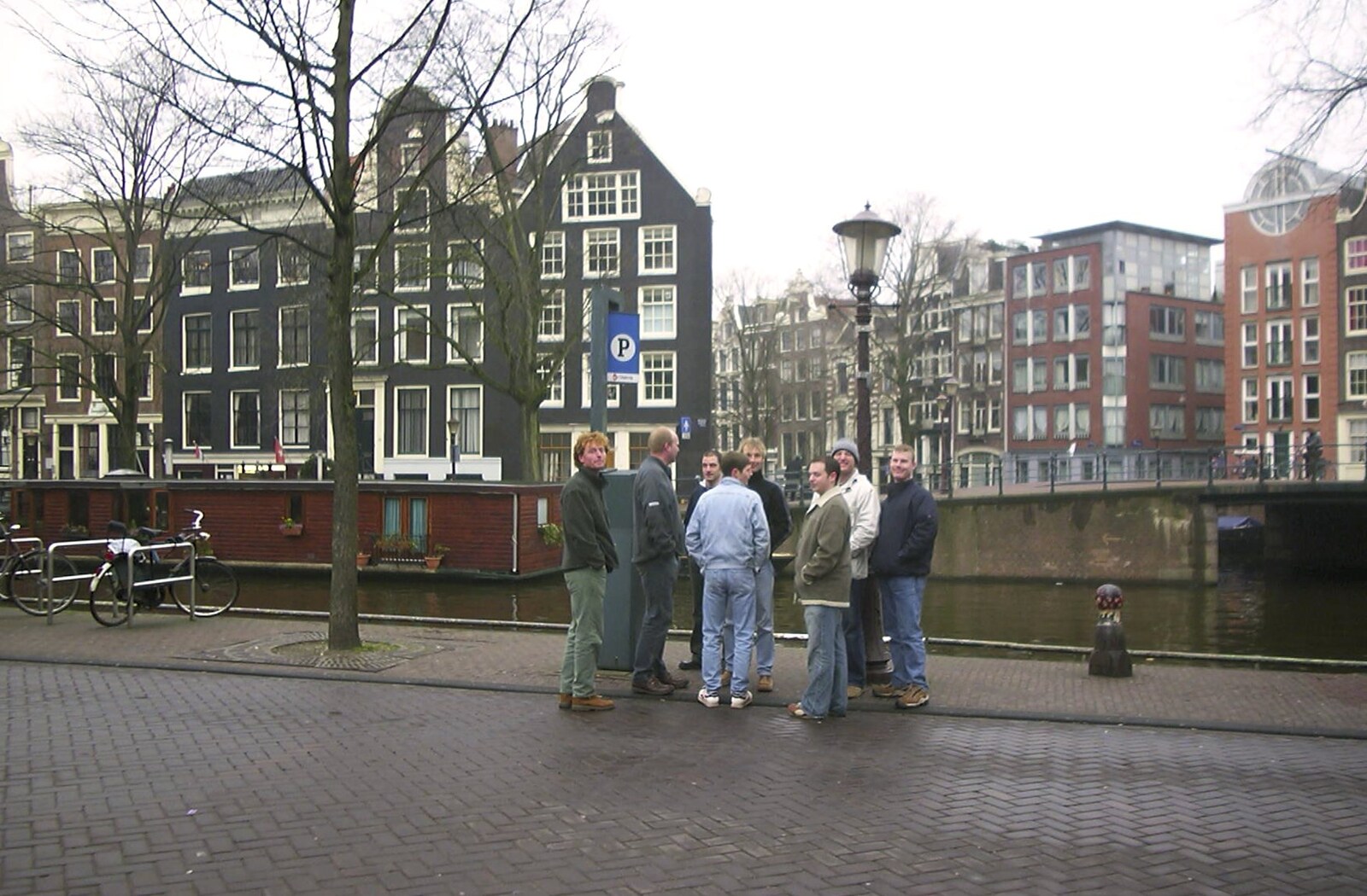 The hard-core posse split off to go and find a bar from Anne Frank, Markets and Mikey-P's Stag Do, Amsterdam, Netherlands - 6th March 2004