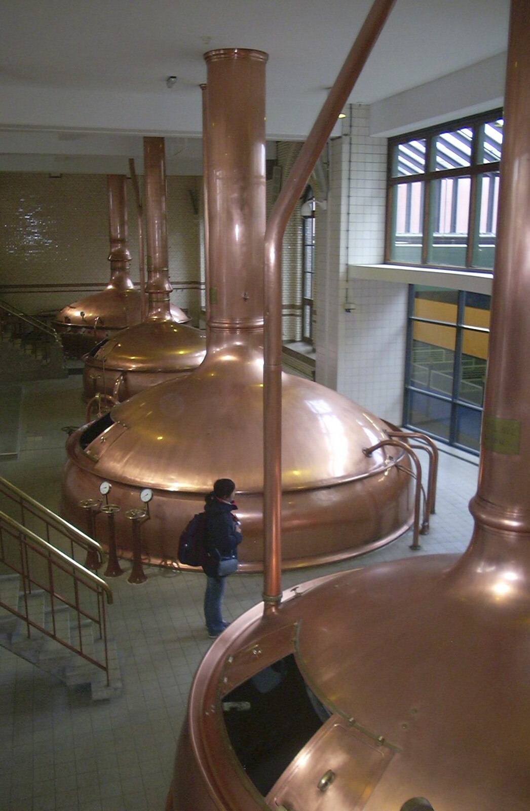 A line of nice copper fermenters from Anne Frank, Markets and Mikey-P's Stag Do, Amsterdam, Netherlands - 6th March 2004