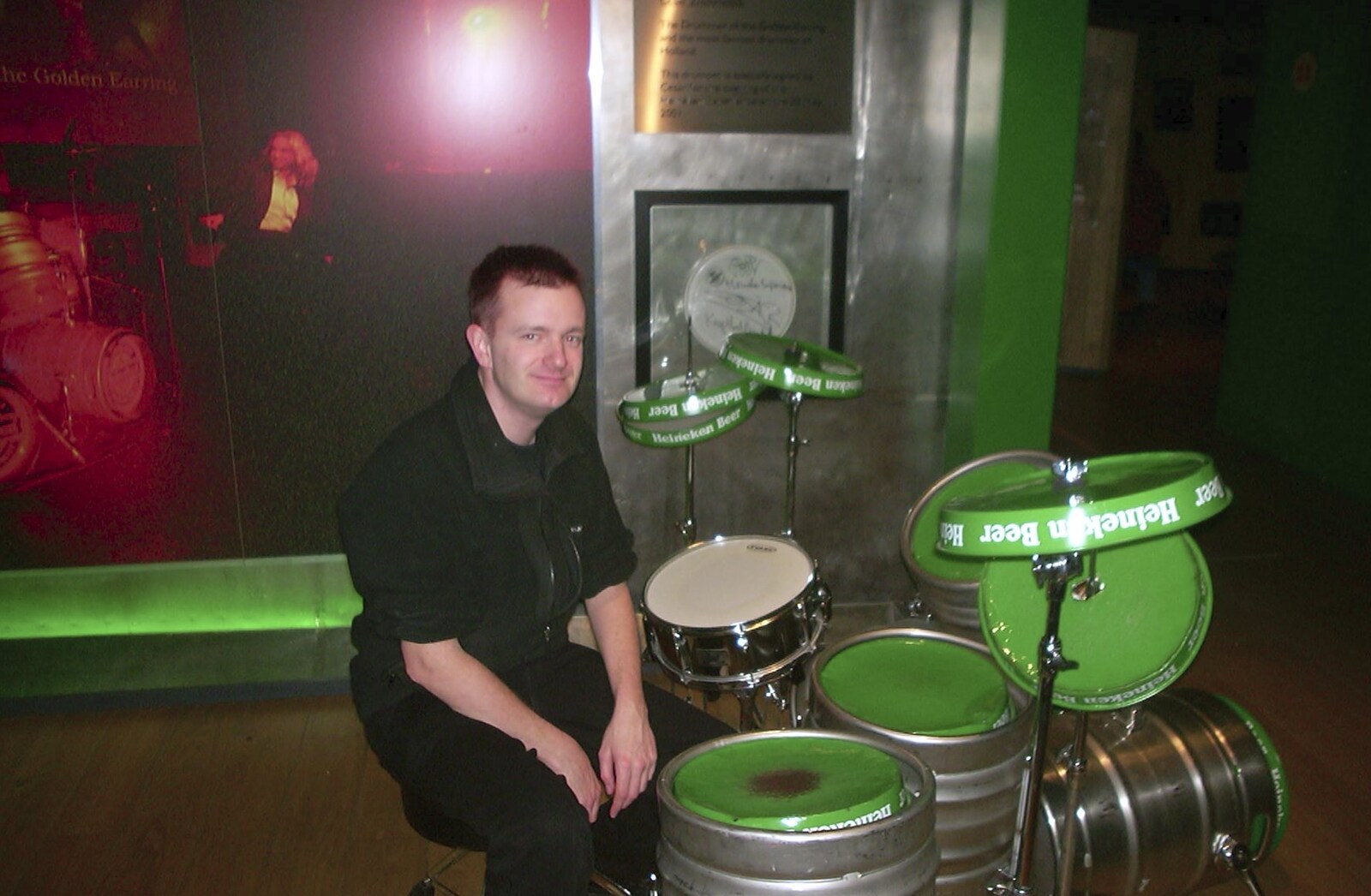 Nosher behind the drums from Anne Frank, Markets and Mikey-P's Stag Do, Amsterdam, Netherlands - 6th March 2004