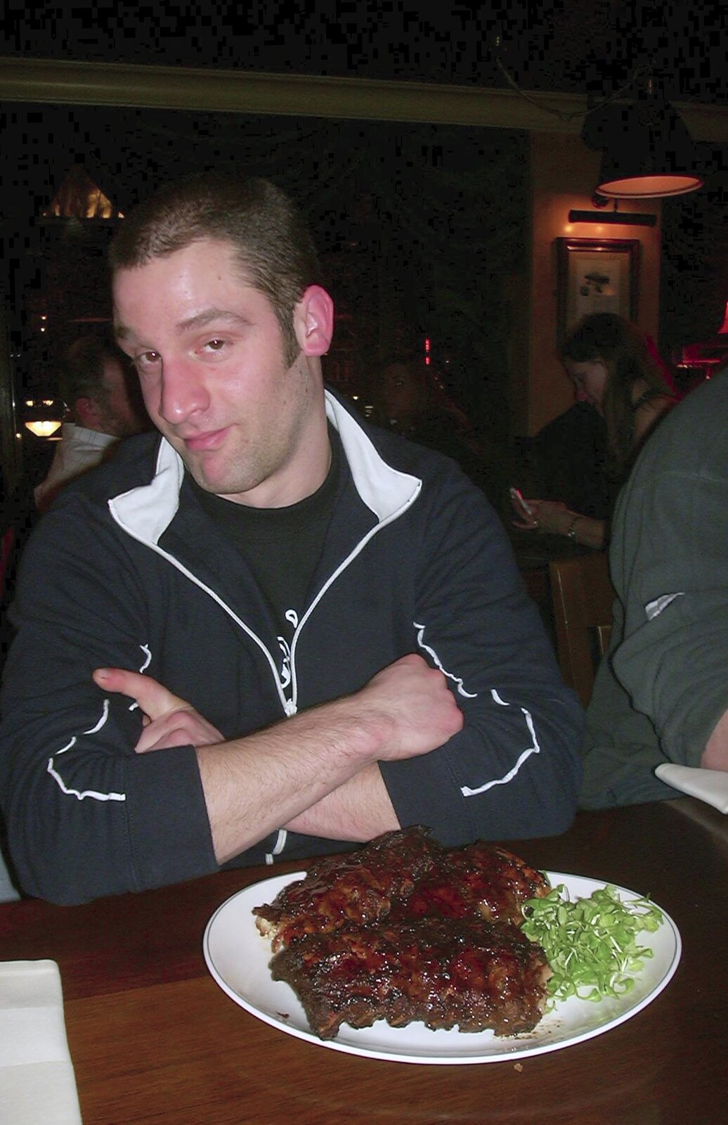 Jamie, who 'wasn't hungry', eats half a pig from Anne Frank, Markets and Mikey-P's Stag Do, Amsterdam, Netherlands - 6th March 2004