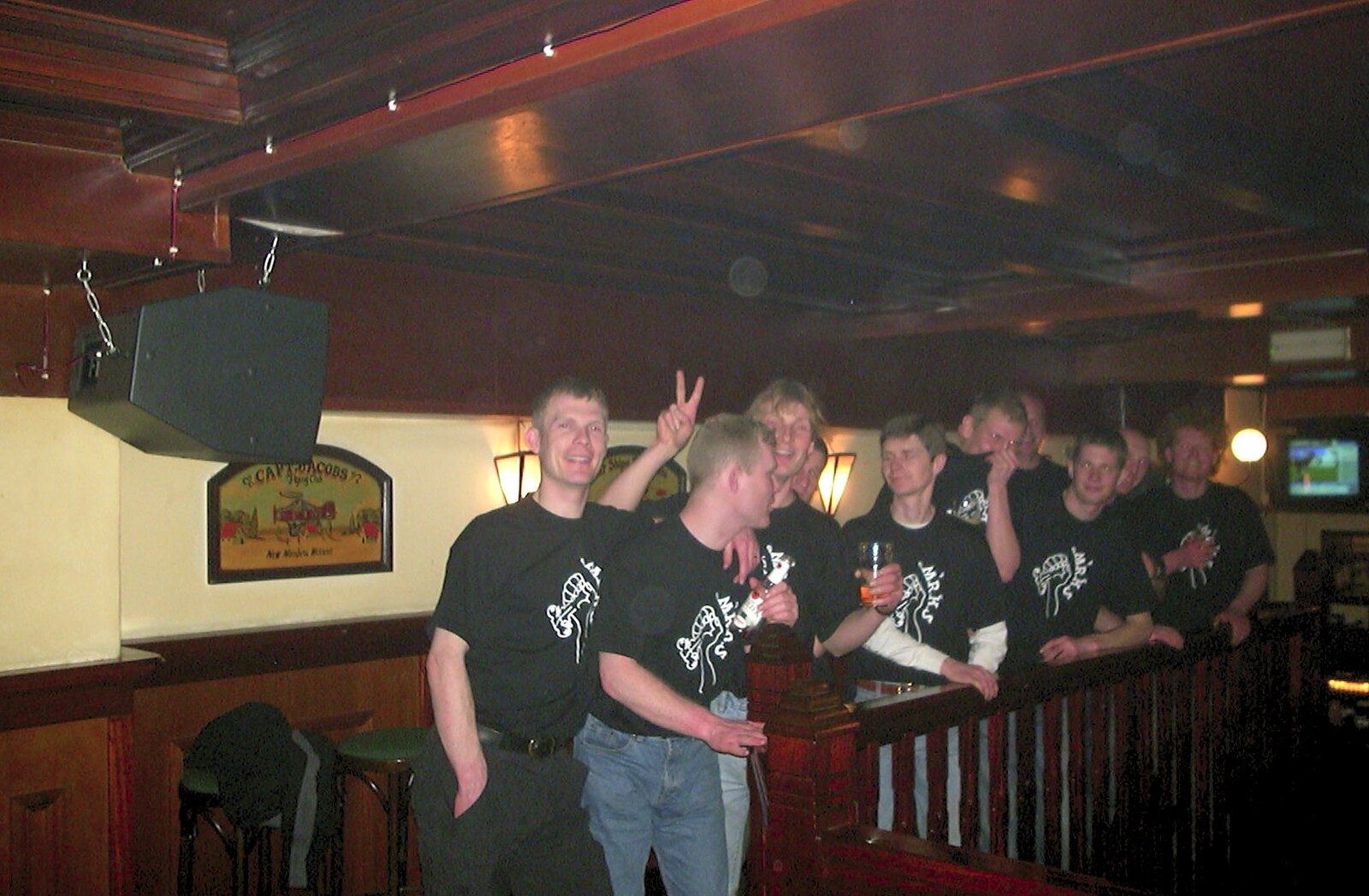 The gang in a bar somewhere from Anne Frank, Markets and Mikey-P's Stag Do, Amsterdam, Netherlands - 6th March 2004