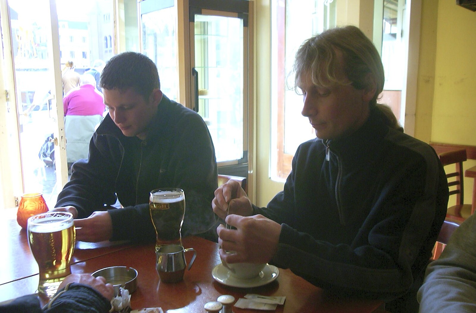 Phil and Jimmy in a bar from Anne Frank, Markets and Mikey-P's Stag Do, Amsterdam, Netherlands - 6th March 2004