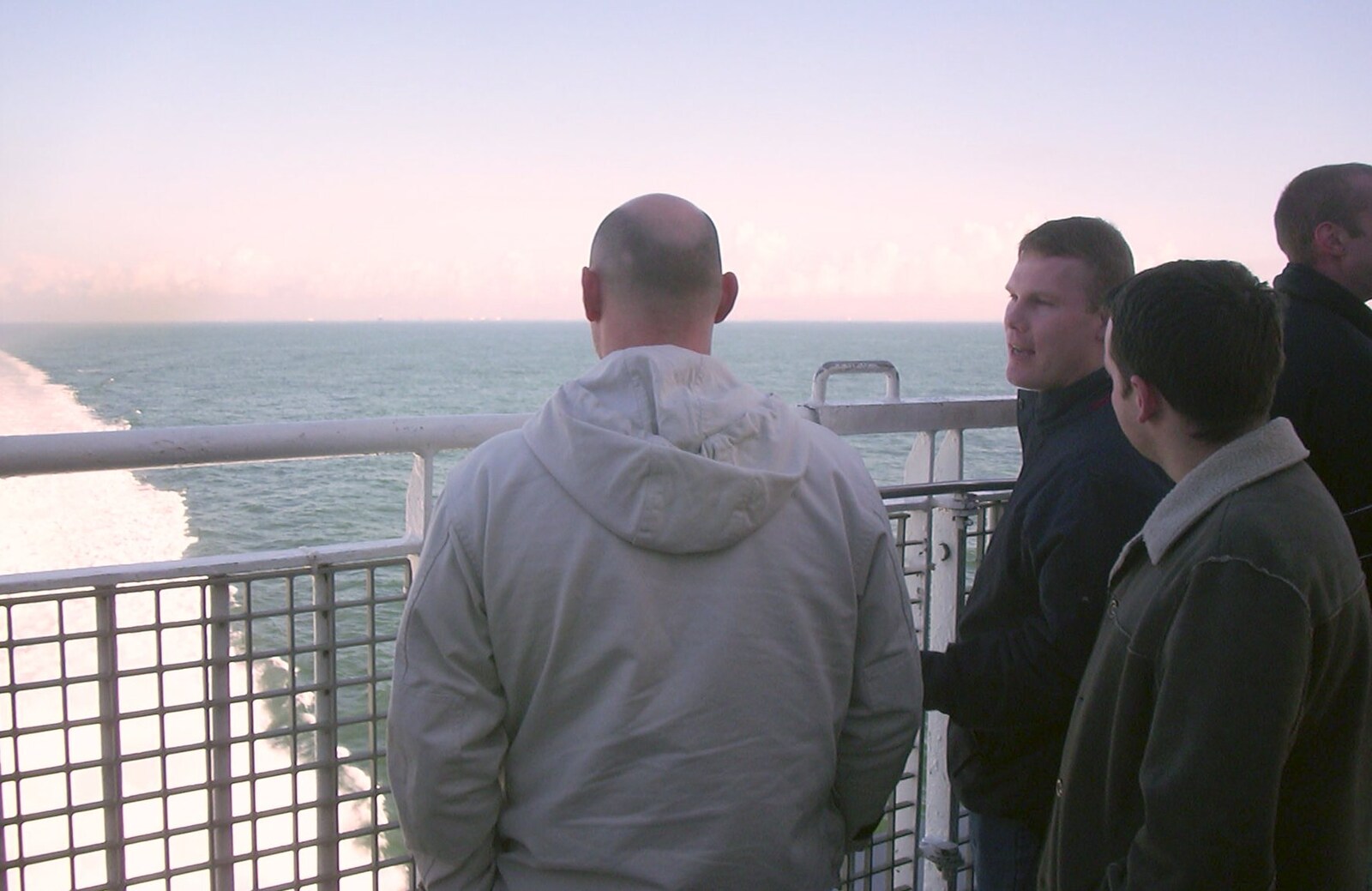 Gov looks out from the stern of the ferry from Anne Frank, Markets and Mikey-P's Stag Do, Amsterdam, Netherlands - 6th March 2004