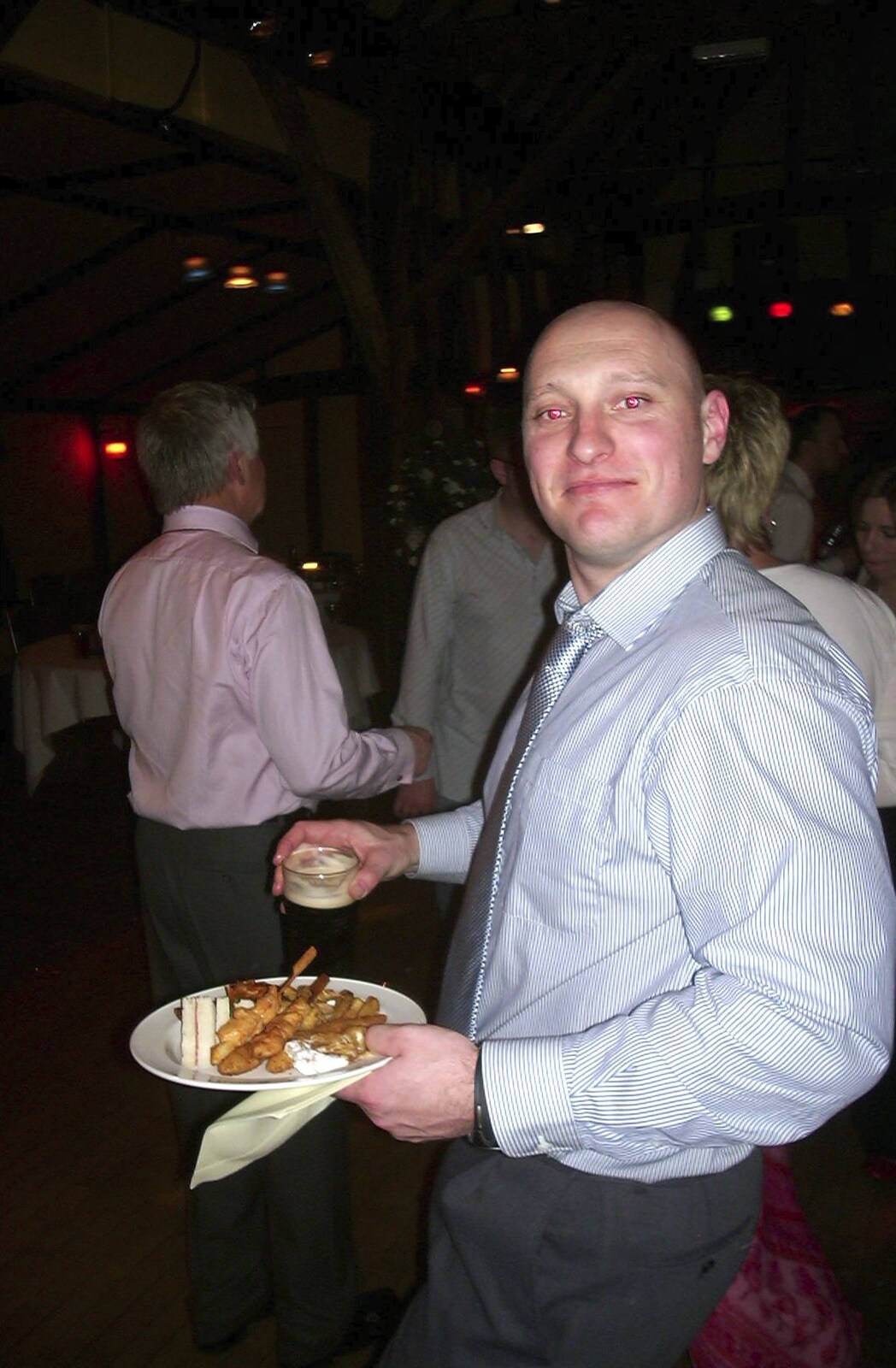 Gov's got some food from Mikey-P and Clare's Wedding Reception, Brome Grange, Suffolk - 20th March 2004