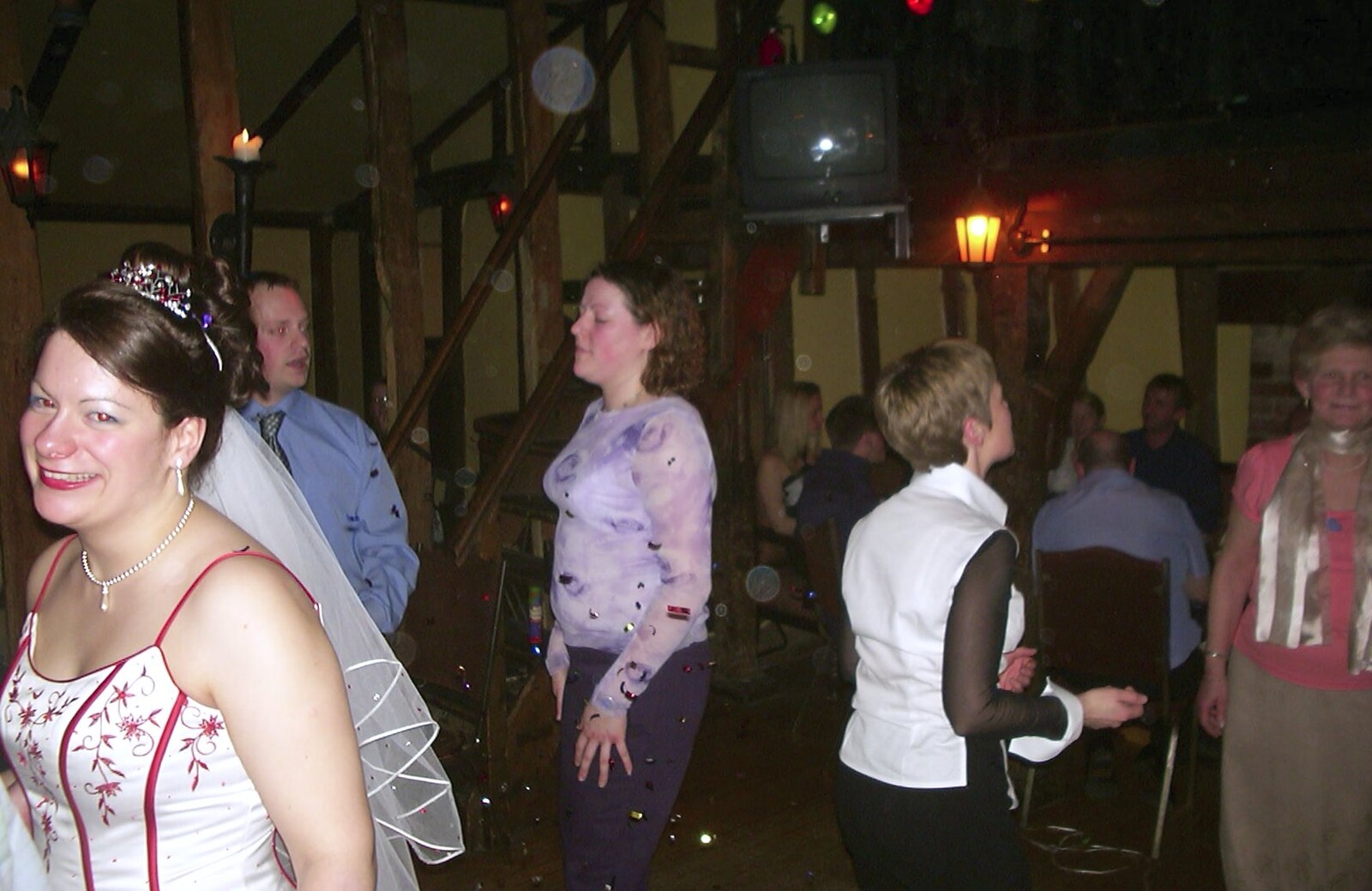 Clare in the Brome Grange's barn from Mikey-P and Clare's Wedding Reception, Brome Grange, Suffolk - 20th March 2004