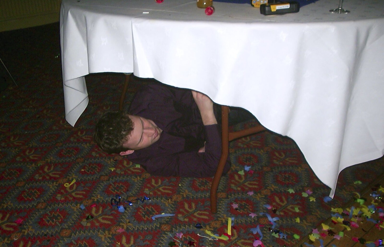 Someone's under the table already from Mikey-P and Clare's Wedding Reception, Brome Grange, Suffolk - 20th March 2004