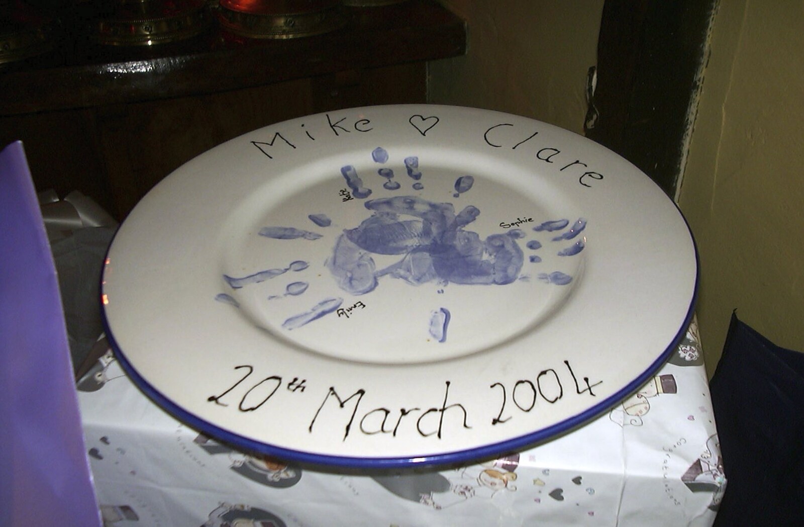 A wedding plate from Mikey-P and Clare's Wedding Reception, Brome Grange, Suffolk - 20th March 2004