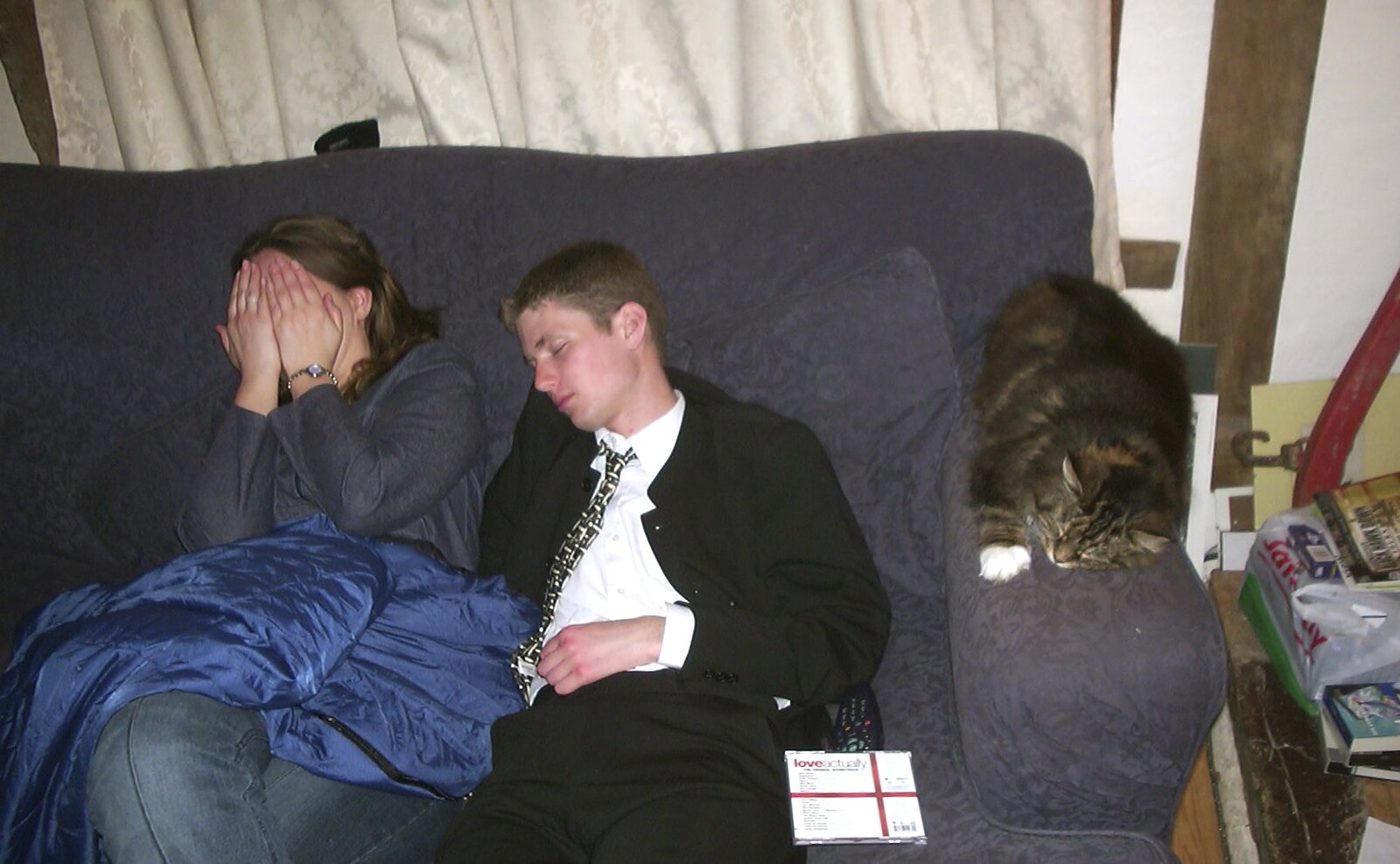 The Boy Phil and Soph-bags are asleep from Mikey-P and Clare's Wedding Reception, Brome Grange, Suffolk - 20th March 2004