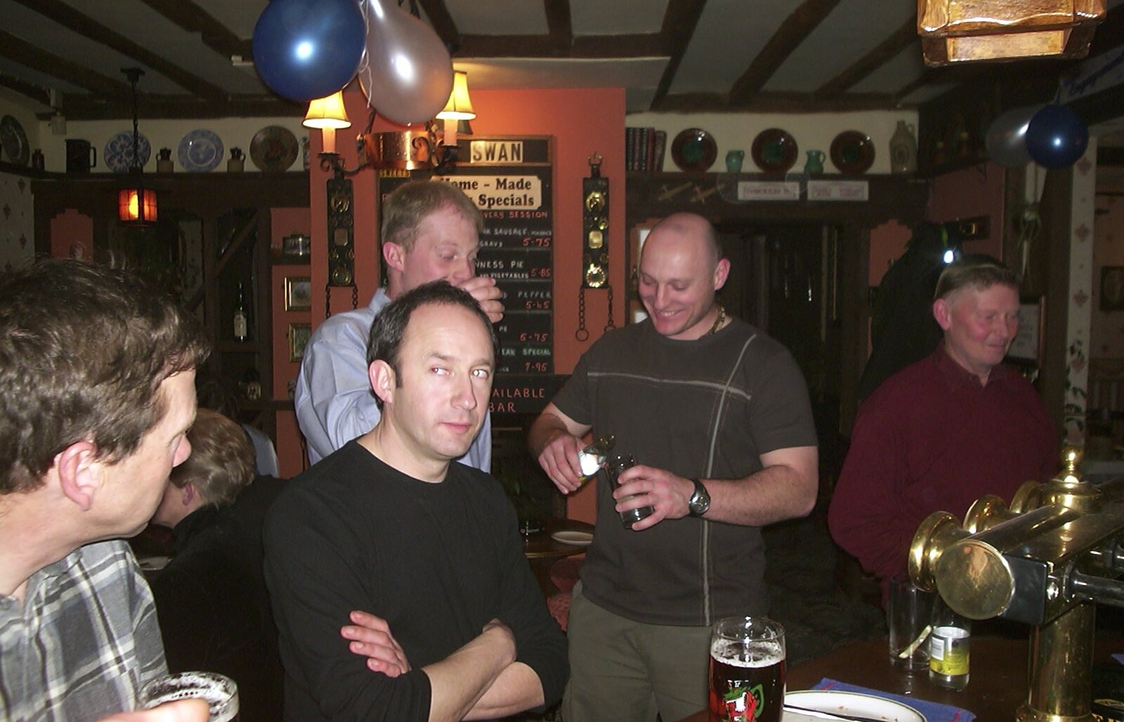 DH looks around warily from Paul and Claire's Engagement Party, Brome Swan, Suffolk - 27th March 2004